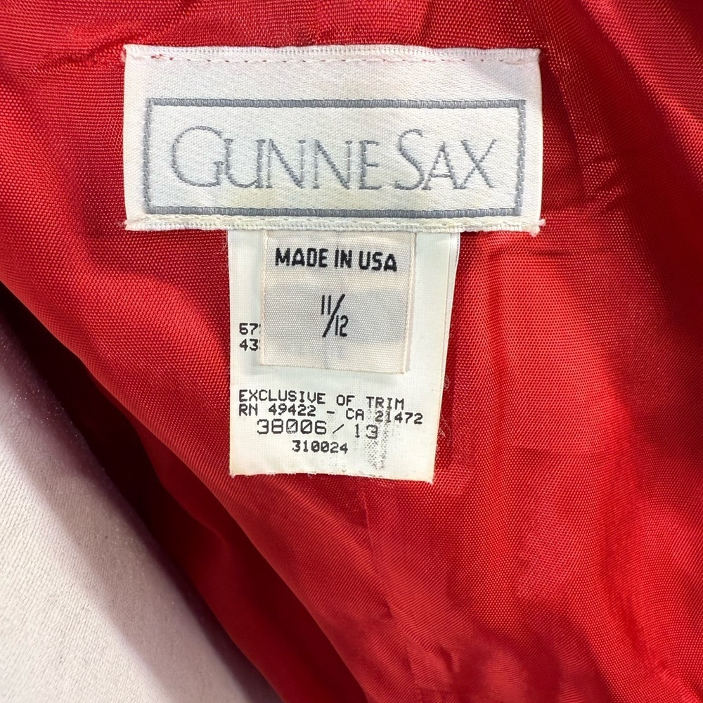 Vintage Gunne Sax Dress Womens 12 Red Jacquard Floral A-Line V-Neck Made USA 90s - Picture 3 of 9